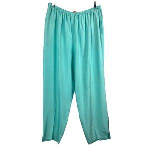 $795 Sz 3 Shamask Aqua Blue Silk Summer Pants Shantung Taper